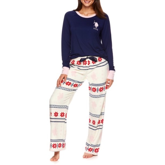 U.S. Polo Assn. Women's & Women's Plus 2pc Long Sleeve and Lounge Pajama Set - Picture 1 of 6